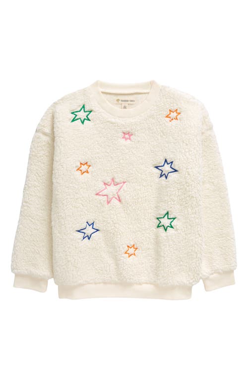 Tucker + Tate Kids' Fluffy Heart Fleece Teddy Sweatshirt in Ivory Egret Outline Stars