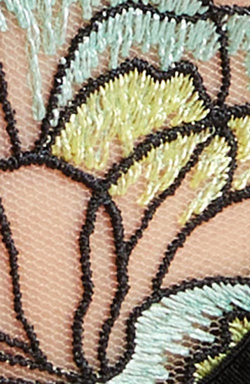 Shop Bluebella Serena Embroidered Mesh Underwire Bra In Mint/lemon Verbena/black