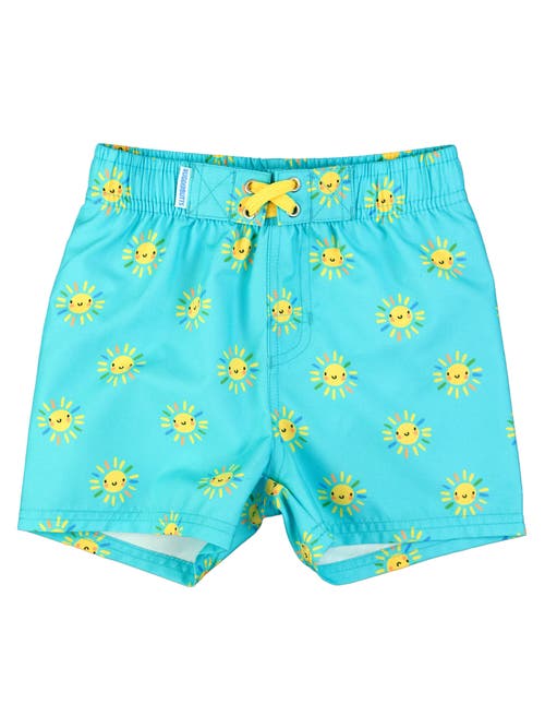 Shop Ruggedbutts Baby Boys Upf50+ Swim Trunks In Blue Sunshiny Day