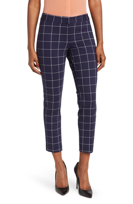 Amanda & Chelsea Alex Narrow Leg Windowpane Trousers In Navy/ White ...