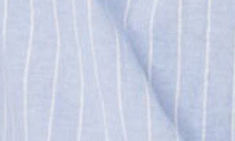 Shop Edikted Lea Pinstripe Cotton Blend Boxer Shorts In Light-blue