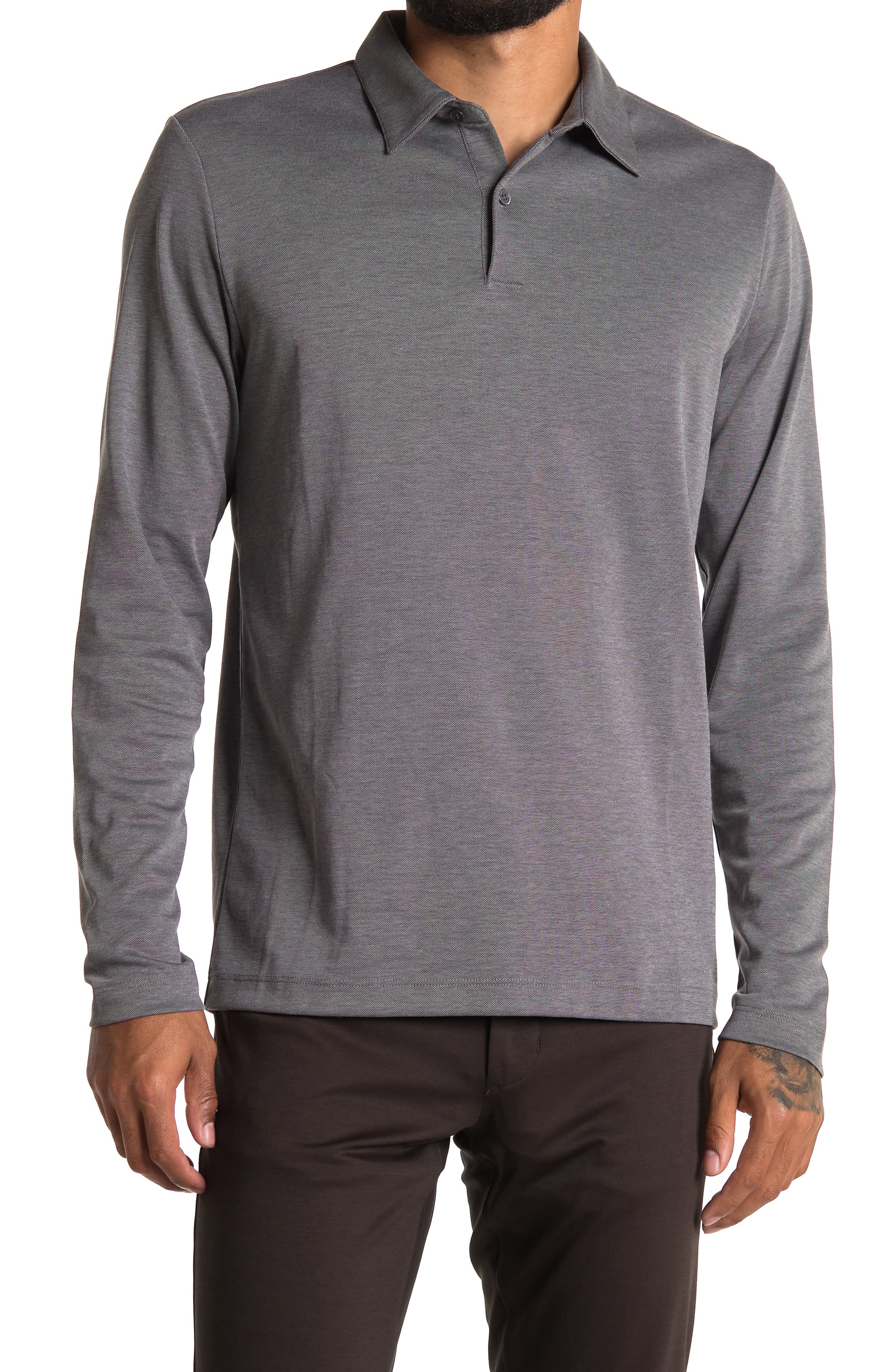 fitted long sleeve polo