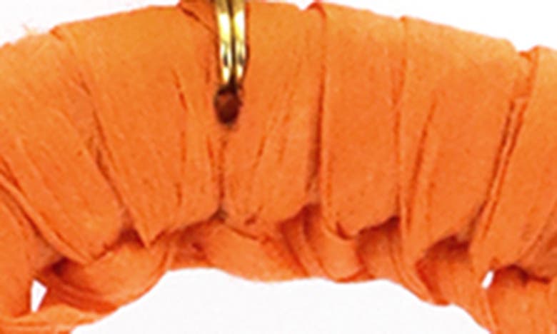 Shop Panacea Crystal Raffia Drop Earrings In Orange