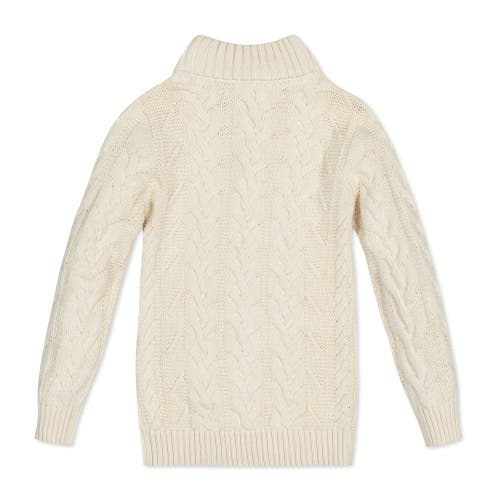 Hope & Henry Boys' Organic Mock Neck Cable Sweater, Kids In Chunky Ivory Cable