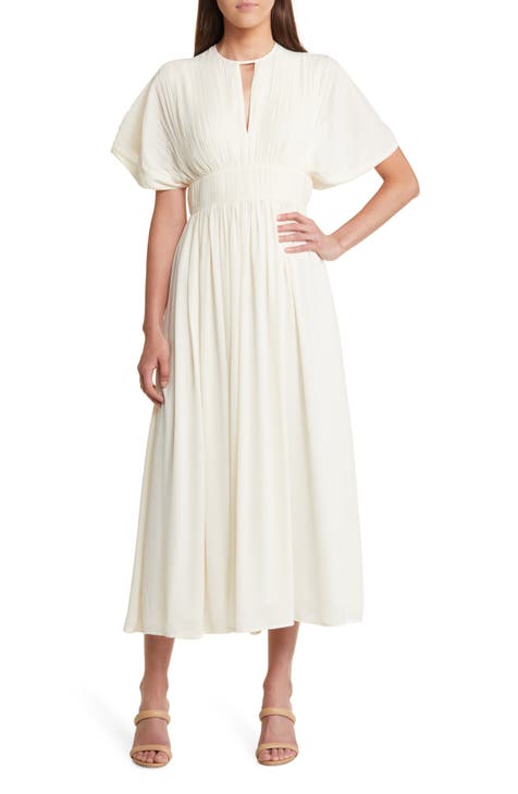 Mango Lina-H Cotton Linen Blend Midi Dress, White, 6