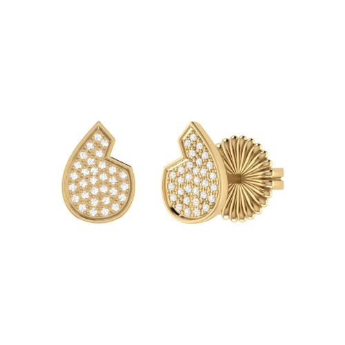 Luvmyjewelry Street Cycle Teardrop Sterling Silver Diamond Stud Earring In 14kt Gold Vermeil On Sterling