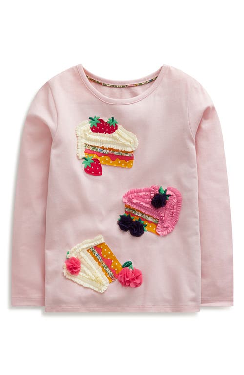 Shop Mini Boden Kids' Cake Appliqué Cotton T-shirt In Chalk Pink Cakes