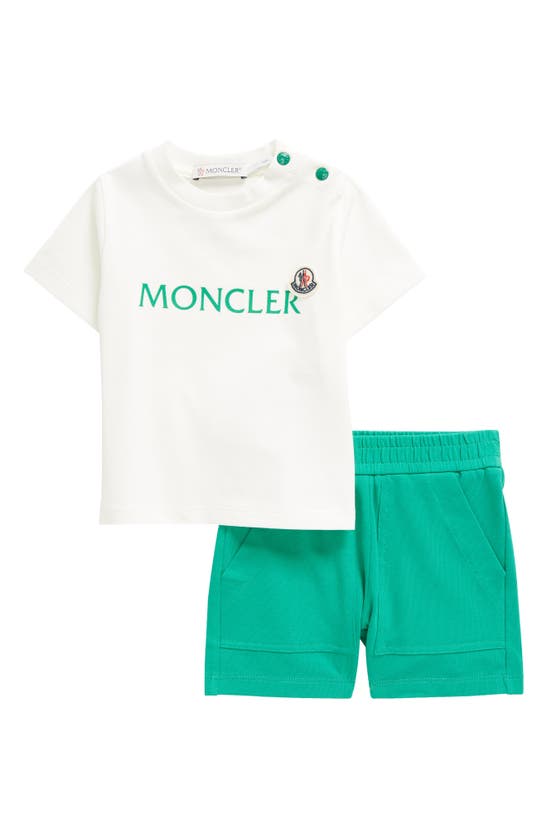 Shop Moncler Kids' Graphic T-shirt & Shorts Set In F80-aqua
