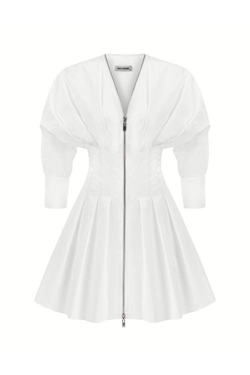 Zippered Dress in White
