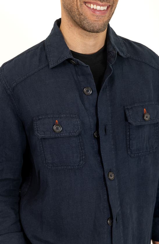 Pino By Pinoporte Linen Overshirt In Navy