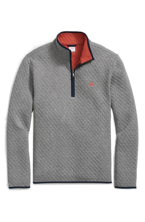 Shop Brooks Brothers Knit Diamond Quilted Half Zip In Gray/orange