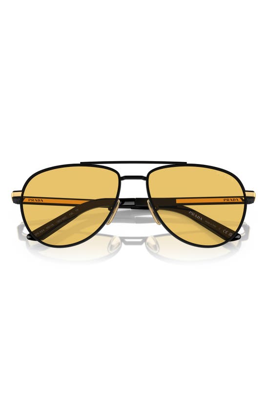 Shop Prada 60mm Pilot Sunglasses In Matte Black