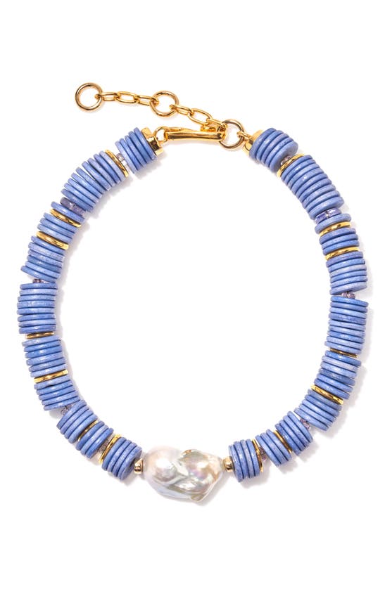 Lizzie Fortunato Bilbao Cultured Pearl Beaded Necklace In Blue