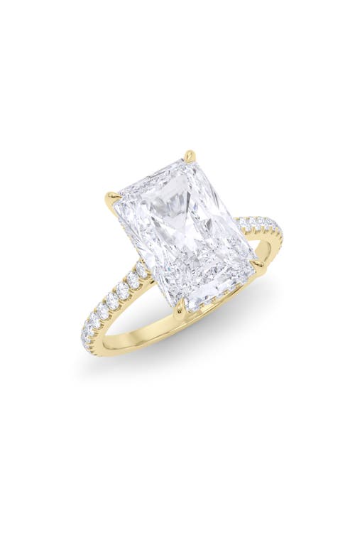 Hautecarat Radiant Cut Pavé Lab Created Diamond Ring In 2.50 Ctw 18k Yellow Gold