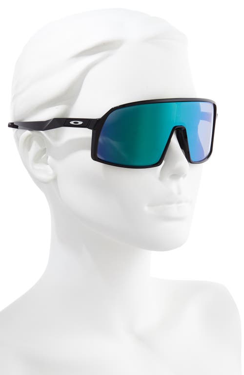 Shop Oakley Sutro Prizm 124mm Shield Sunglasses In Polished Black/prizm Jade