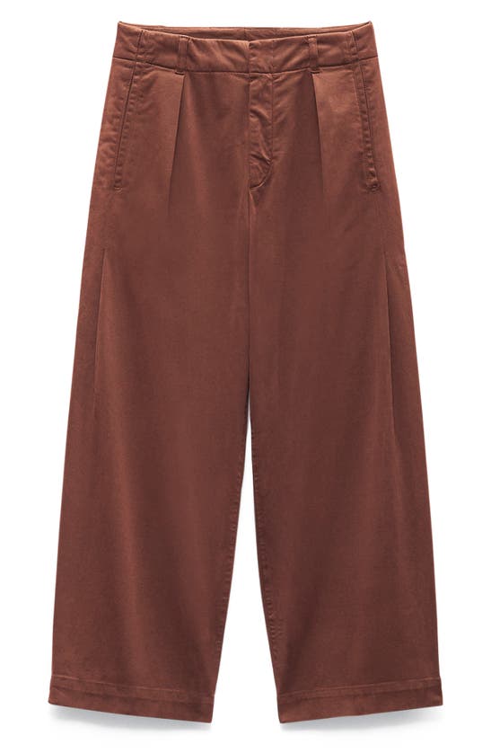 Shop Rag & Bone Donovan Pleated Cotton Twill Wide Leg Pants In Brown