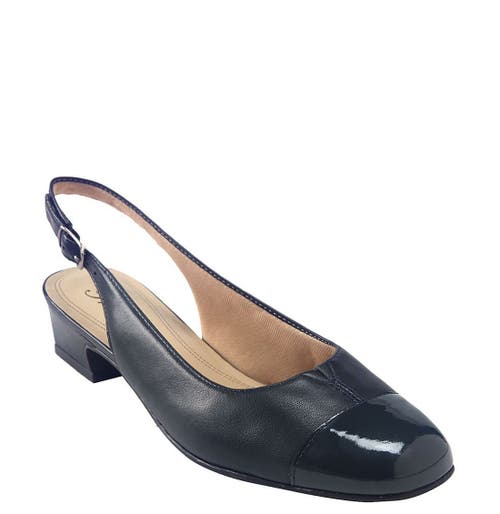 Trotters 'dea' Slingback In Navy Leather/navy Patent