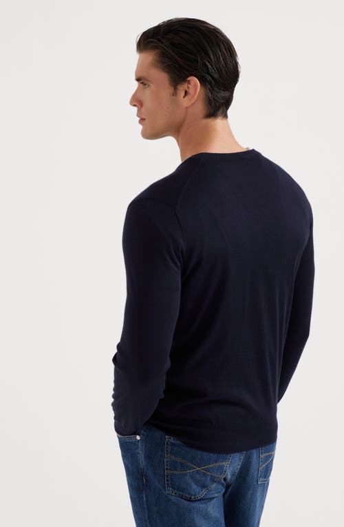 Shop Brunello Cucinelli Cashmere And Silk Sweater In Navy Blue