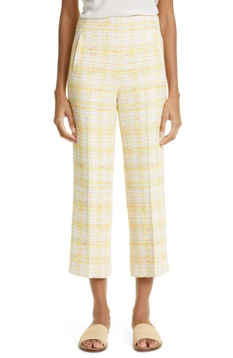 HUPOM Cropped Pants Women Women Capri Pants Standard Mid Waist Rise Short  Straight-Leg Yellow L 
