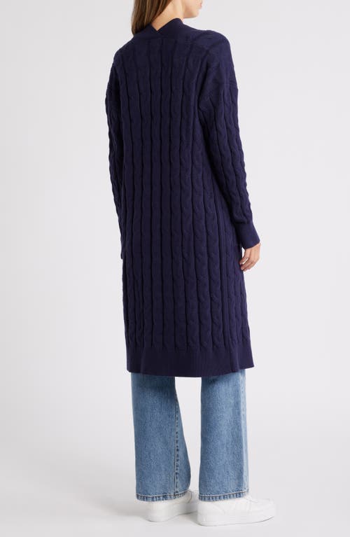 Shop Caslonr Caslon(r) Longline Cable Stitch Cardigan In Navy Blazer