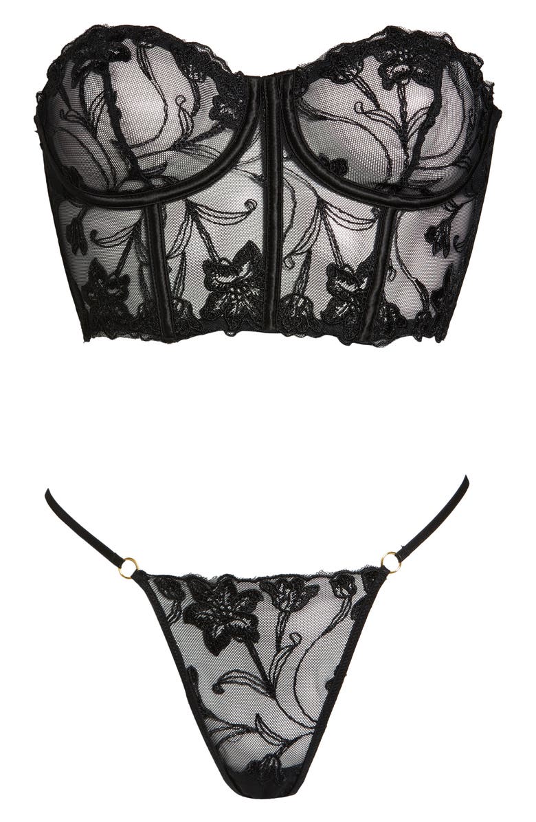 Oh La La Cheri Roux Floral Embroidered Strapless Bustier & G-String ...