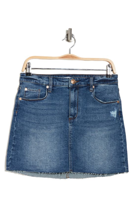 Shop Sts Blue Layne Distressed Raw Edge Denim Miniskirt In Newburn