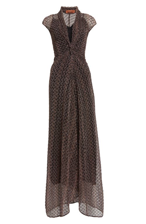 Shop Missoni Lamé Lace Sheer Dress In Black And Bronze