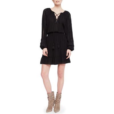 Parker Anaelle Long Sleeve Silk Blend Peasant Dress, Black