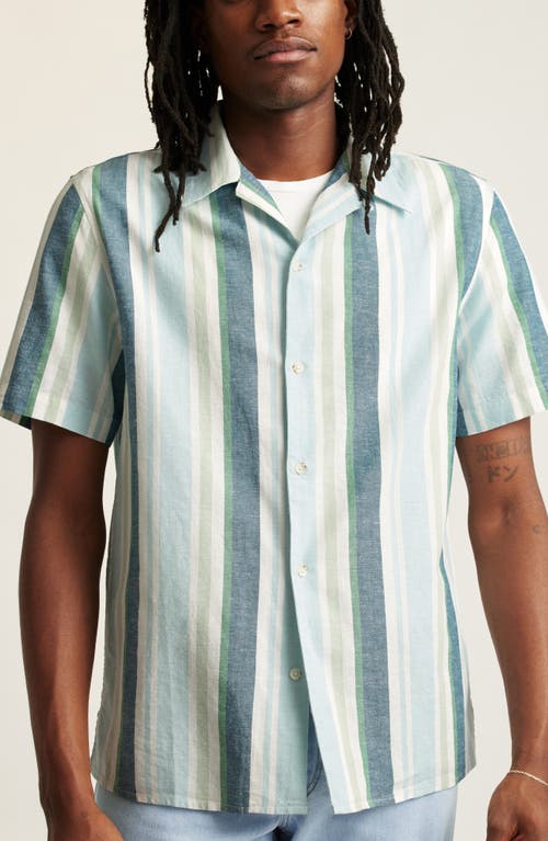 Resort Riveria Stripe Cotton & Hemp Camp Shirt in Tortuga Stripe