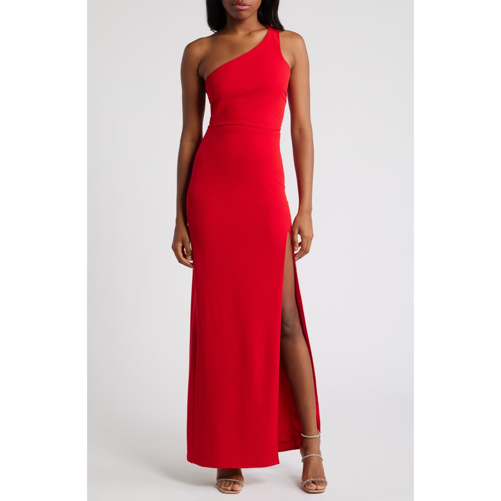 Lulus Idyllic Impression Red One-shoulder Cutout Maxi Dress In Red