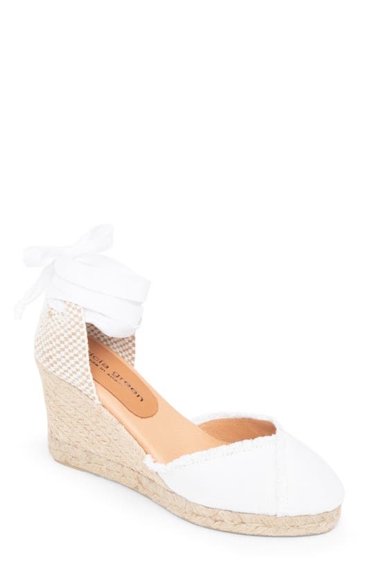 Patricia Green Gwen Frayed Espadrille Wedge Sandal In White