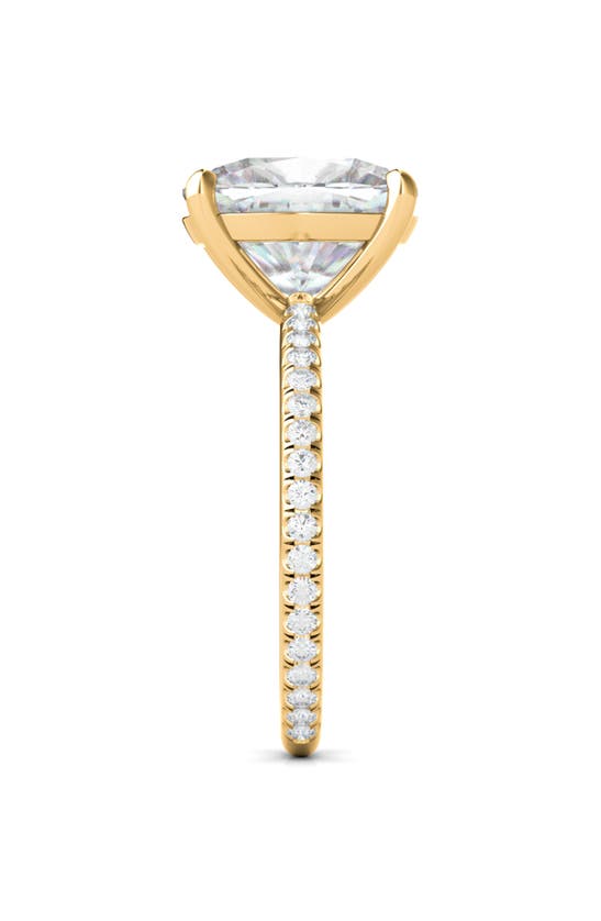 Hautecarat 18k White Gold Cushion Cut Lab Created Diamond Engagement Ring In 18k Yellow Gold