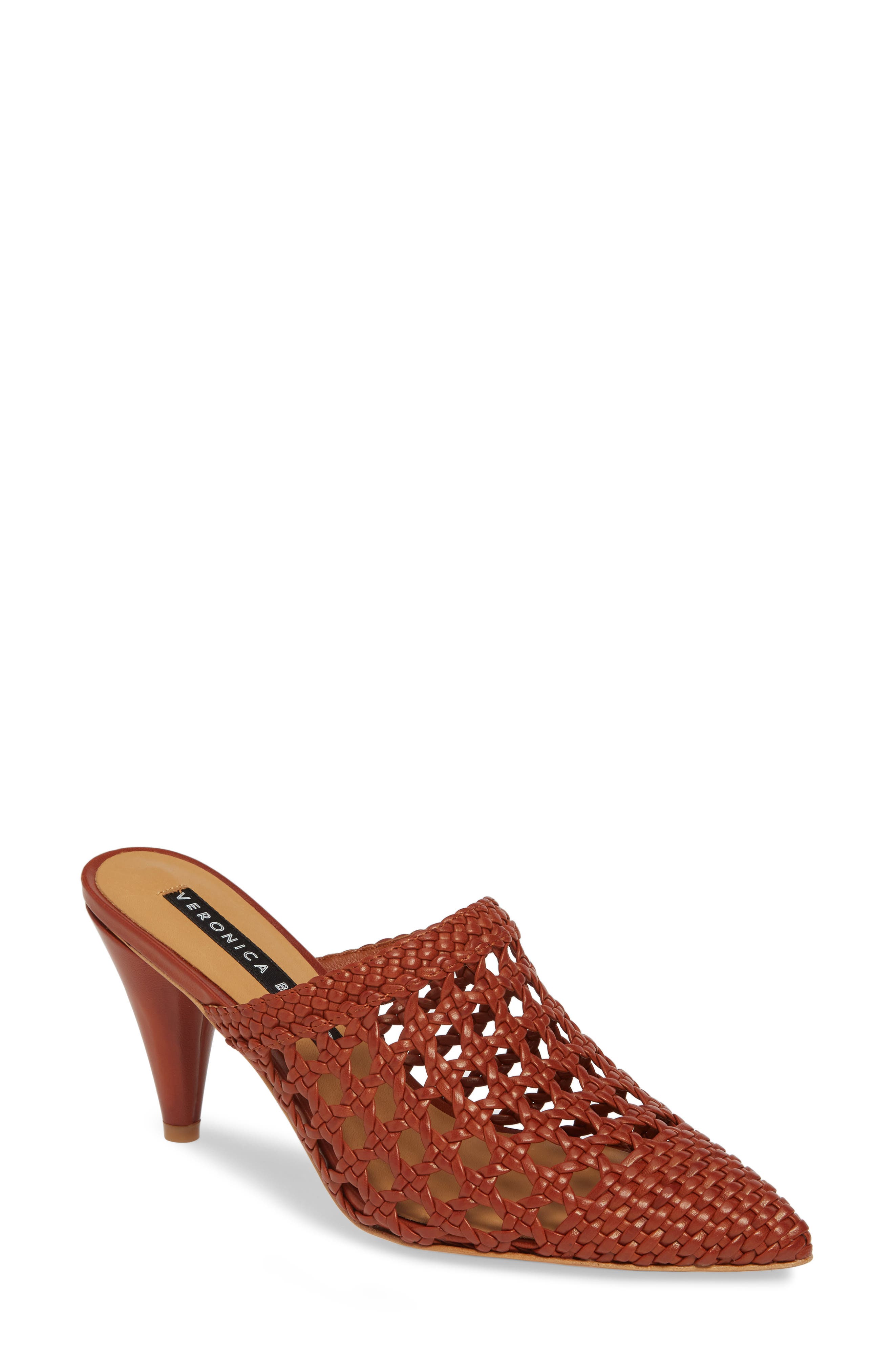 woven pointed toe mules