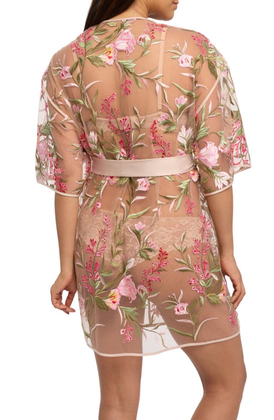 Shop Rya Collection Valencia Embroidered Mesh Robe In Azalea Mix