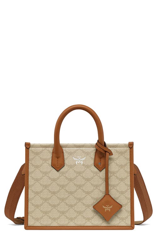 MCM Lauretos Coated Canvas Tote in Oatmeal at Nordstrom