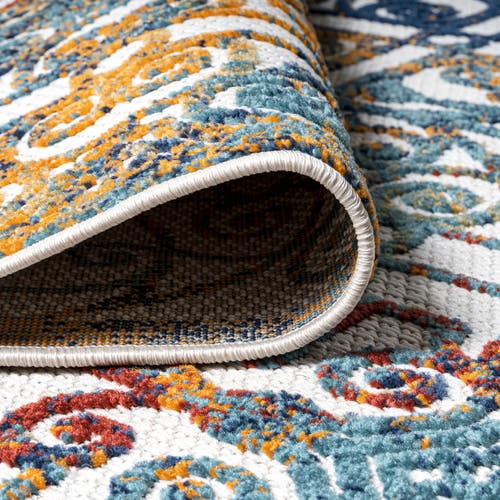 Jonathan Y Cetara Ornate Trellis Indoor/outdoor Area Rug In Cream/blue/orange