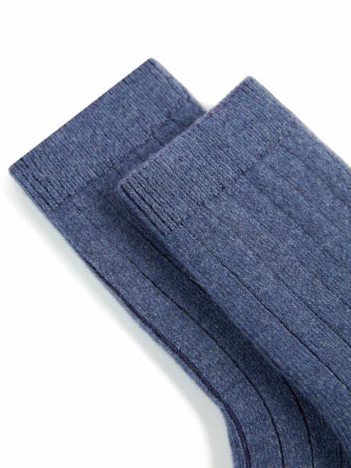 Shop Gobi Cashmere Trim Knit Bed Socks In Crown Blue