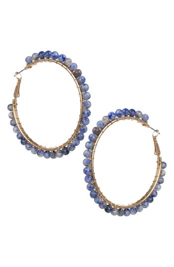 Jardin Wrapped Hoop Earrings In Blue