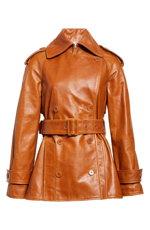 Shop Jw Anderson Short Leather Trench Jacket In Tan