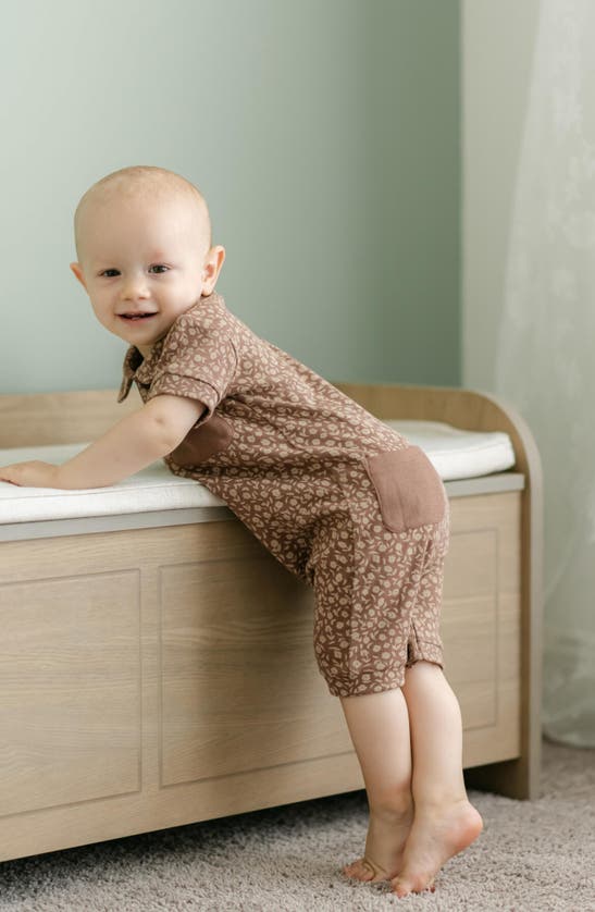 Shop L'ovedbaby Organic Cotton Romper In Latte Floral