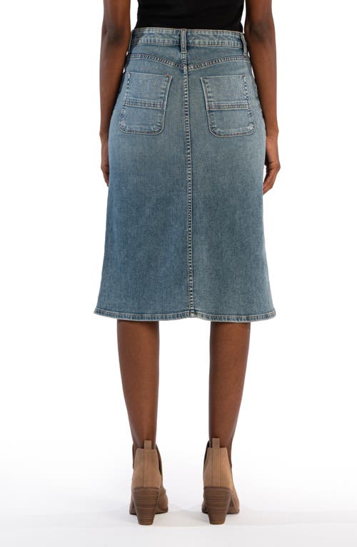 Shop Kut From The Kloth Rose Button Front Denim Skirt In Majestic