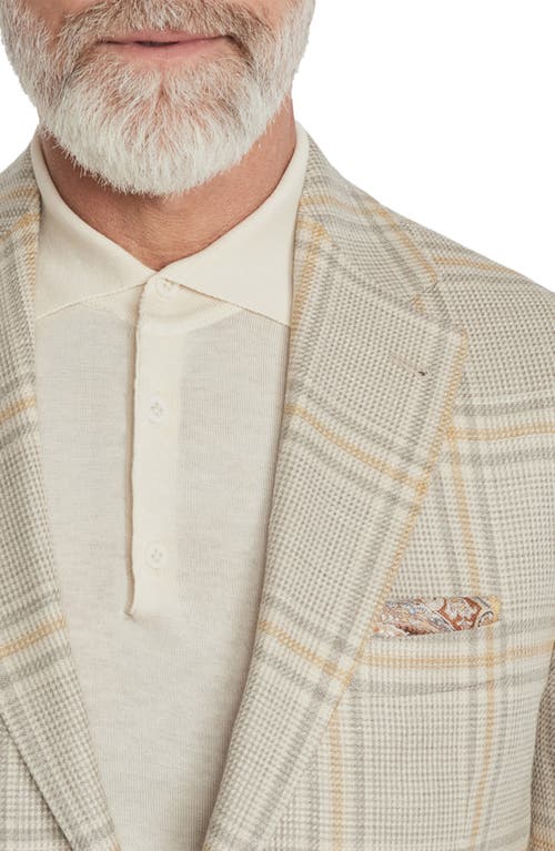 Shop Jack Victor Mcallen Soft Constructed Plaid Wool, Silk & Linen Blazer In Beige/light Grey