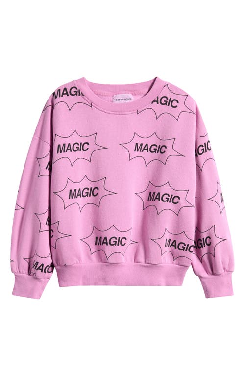 Bobo Choses Kids' It's Magic All Over Organic Cotton Crewneck Sweatshirt In Pink