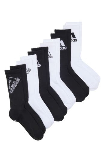 Adidas Originals Adidas Kids' Cushioned 2.0 6-pack Crew Socks In White/black