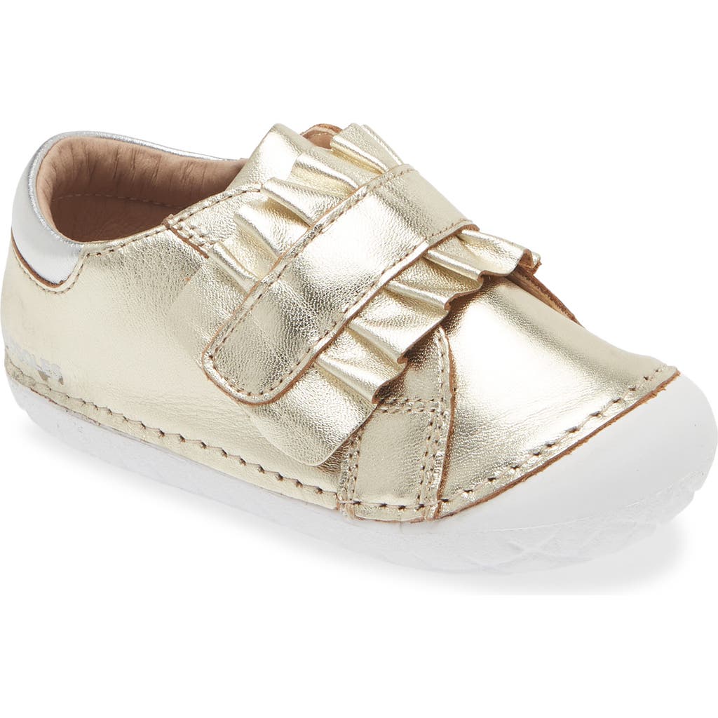 Old Soles Kids' Ruffle Strap Leather Sneaker In Gold