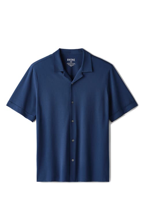 Shop Rhone Commuter Seersucker Camp Shirt In Bright Navy