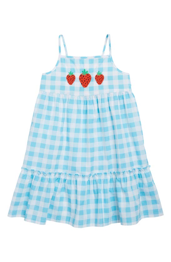 Harper Canyon Kids' Tiered Embroidered Dress In Blue Button Gingham Berries