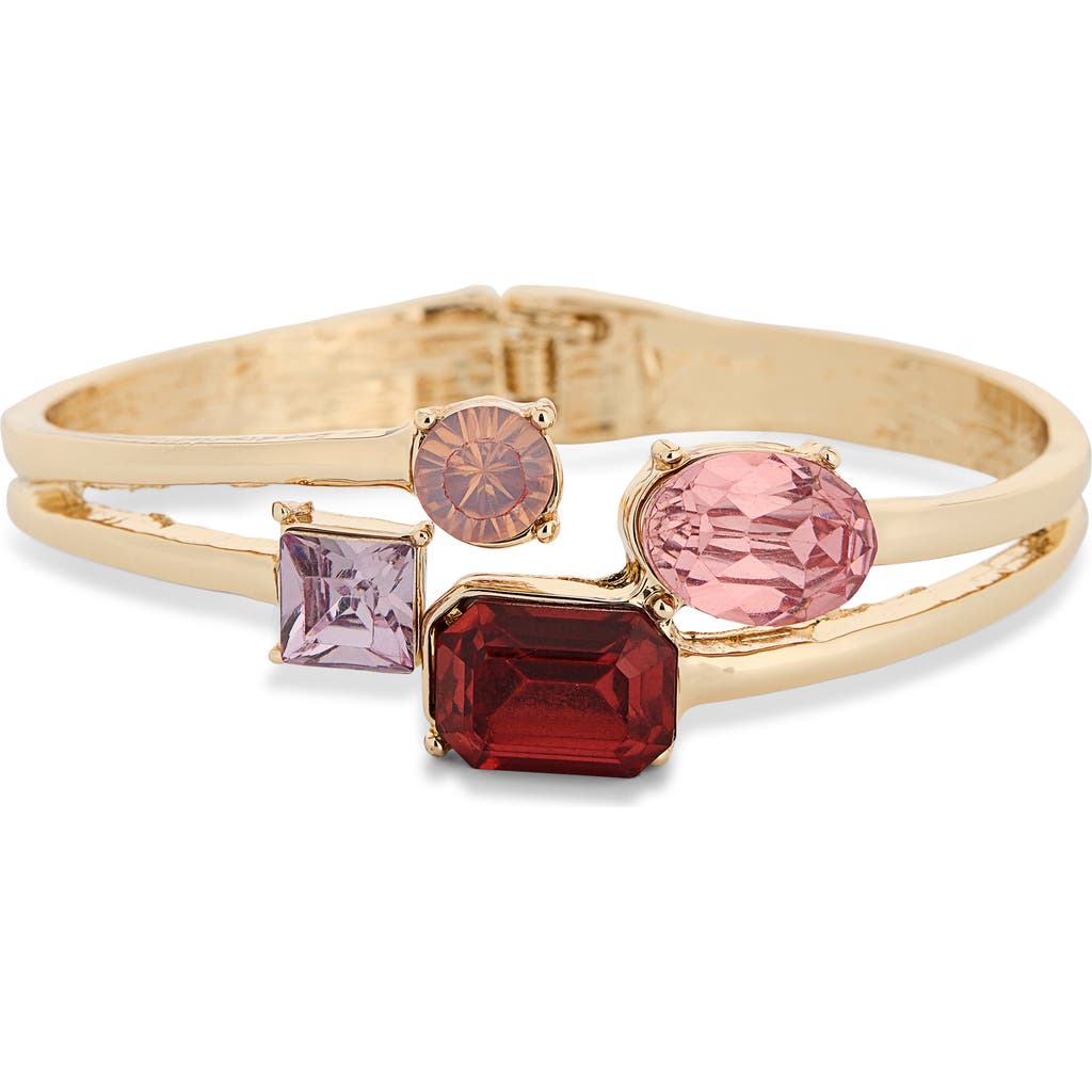 Nordstrom Rack Multistone Bypass Hinge Cuff Bracelet In Pink Multi- Gold