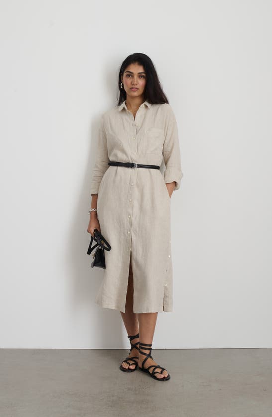 Shop Alex Mill Long Sleeve Linen Midi Shirtdress In Flax