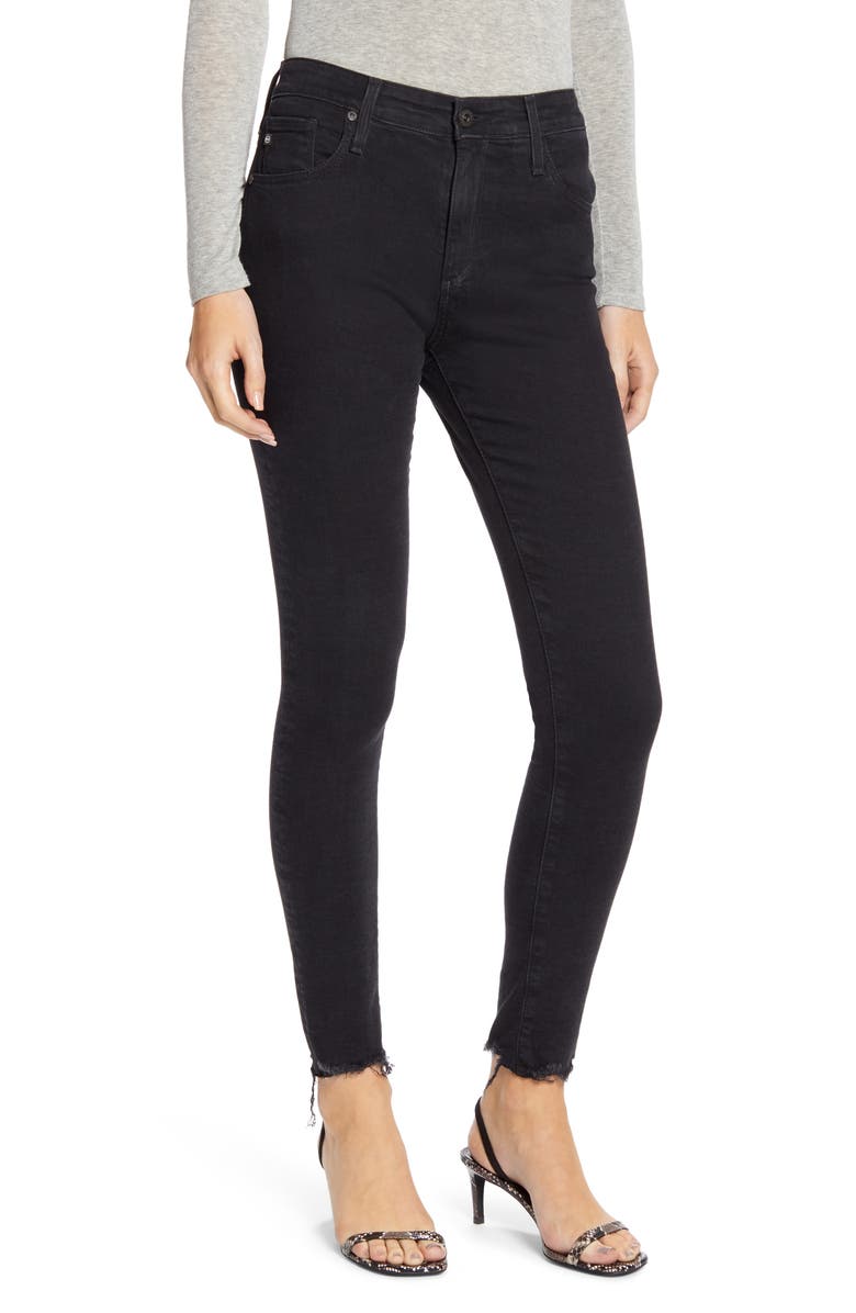 AG Farrah High Waist Raw Hem Skinny Jeans (Altered Black) | Nordstrom